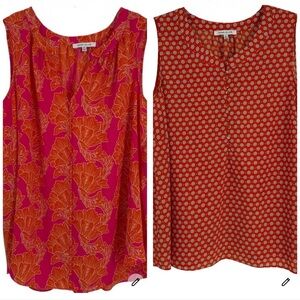 Rose & Olive bundle (2) Orange Pink Floral Sleeveless Blouse Womens Size 2X